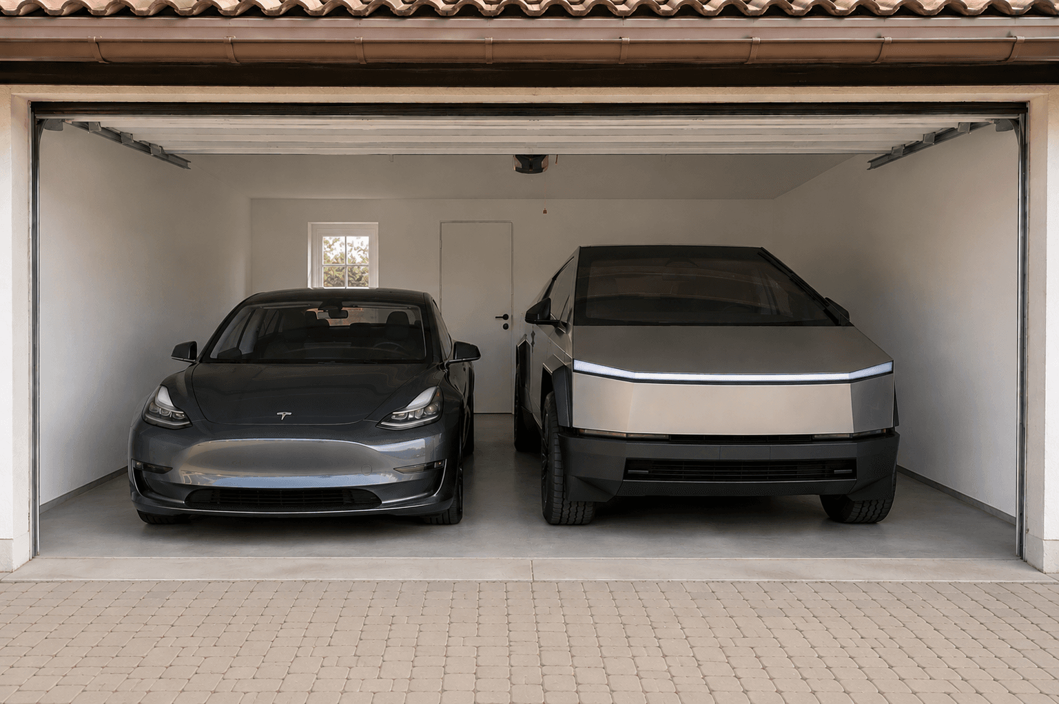 Tesla Cybertruck in a garage in Poland